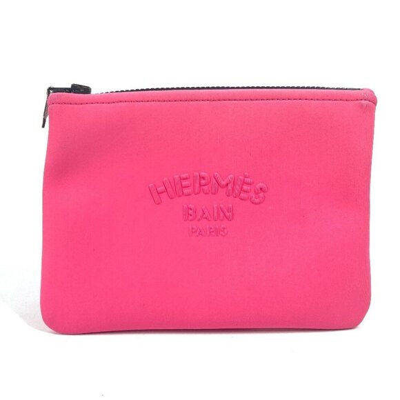 HERMES Neovan PM Clutch Bag Bag Makeup Pouch Multi Pouch Pouch polyamide pink - Picture 1 of 11
